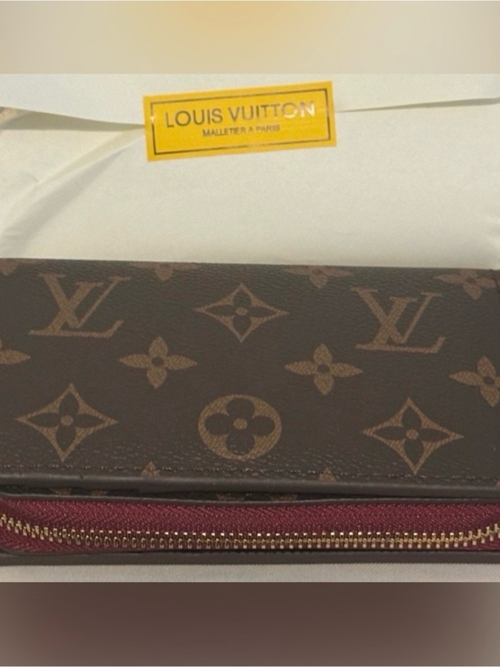 Louis Vuitton Brown Monogram Continental Wallet with Burgundy Interior